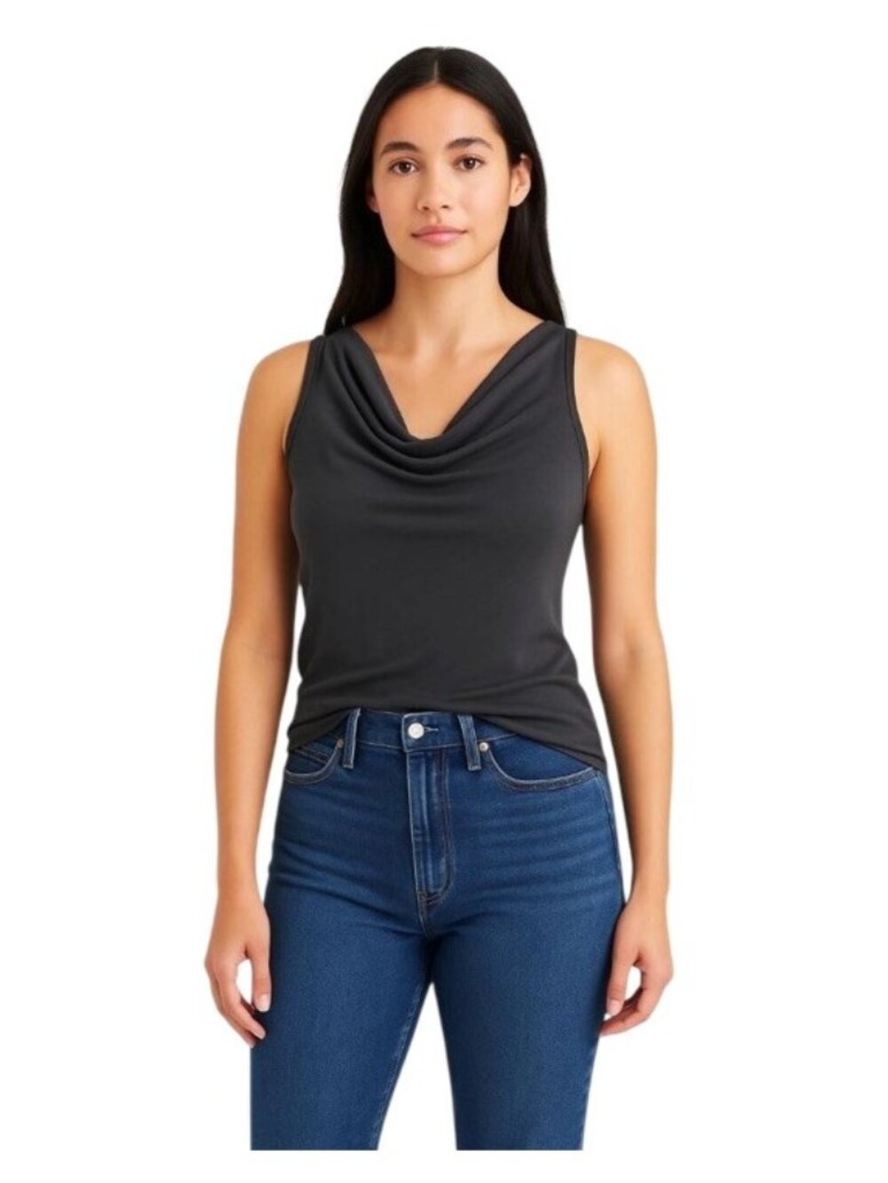 Abercrombie & Fitch Modal Blend Collection Cinched Sleeveless Black Top Size L